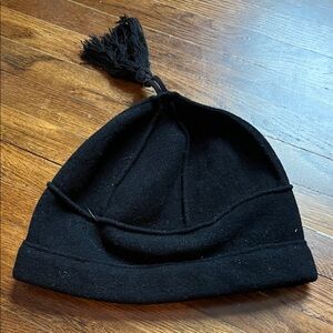 Black Wool Beanie with Tassel